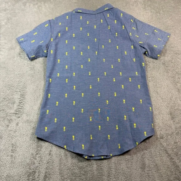Roberta Oaks Button Down Shirt Womens Small Blue Pineapple Print Hawaiian Cotton - Picture 2 of 8